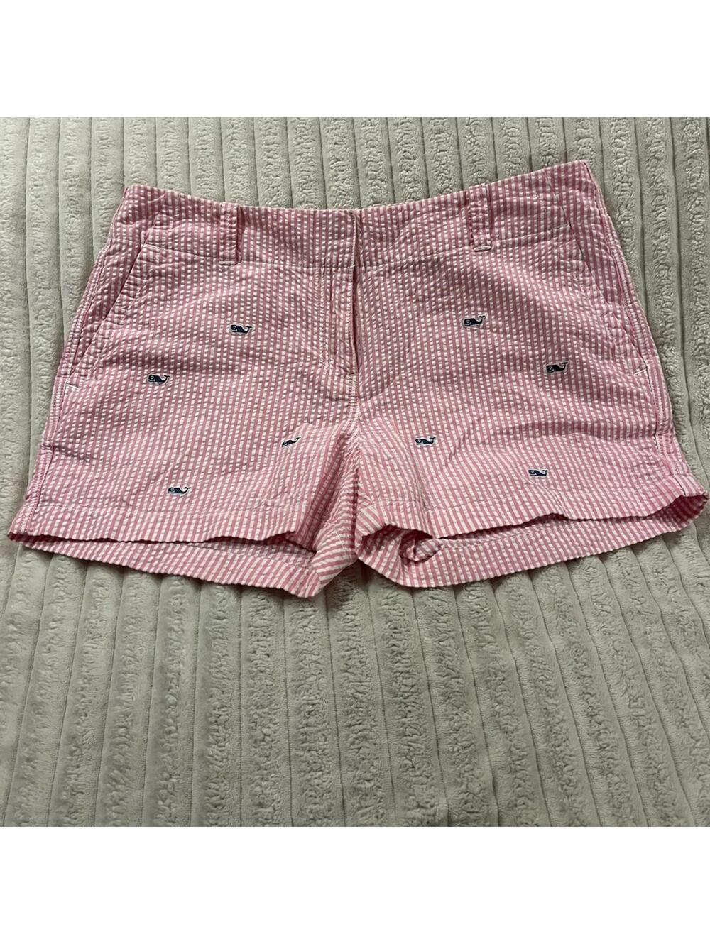 Vineyard Vines Pink and White Striped Women's Shorts Size 10